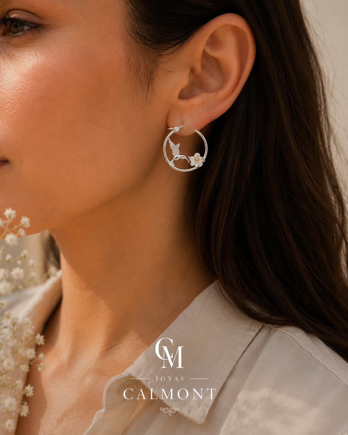 Argollas Colibrí en Flor · Plata 925