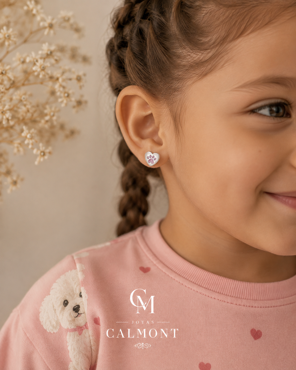 Aros Corazón Huellita· Plata 925